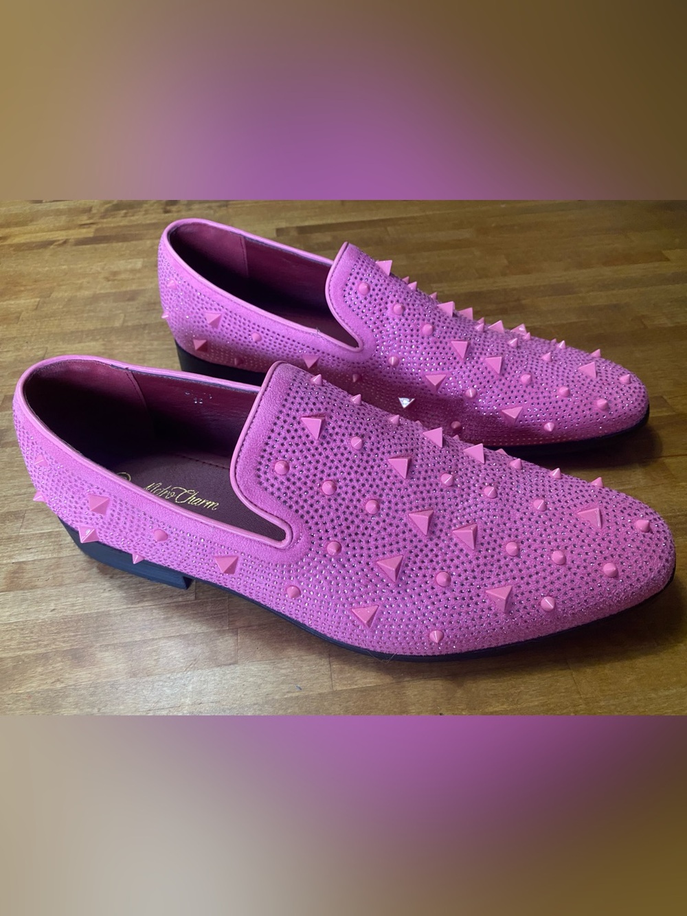 Pink Studded Slip-On Loafers - Unbranded